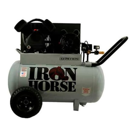Wood Industries Iron Horse IHP5120H1-US, Portable Electric Air Compressor, 5 HP, 20 Gallon, Horizontal, 5.6 CFM IHP5120H1-US